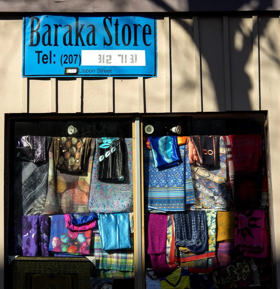 Vibrant colors and patterns on display at a local Baraka store.