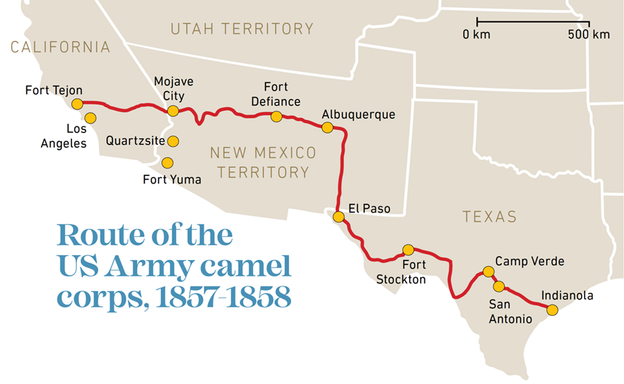 Route of the US Army camel corps, 1857-1858