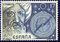 As in other fields of learning, Muslim Spain played an important role in the transmission of astronomical knowledge to Europe. This 1986 Spanish stamp honored the astronomer and instrument-maker known as al-Zarqali.