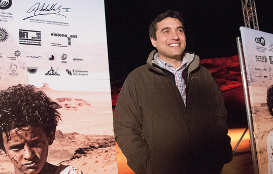 Naji Abu Nowar at the Wadi Rum screening of Theeb. 