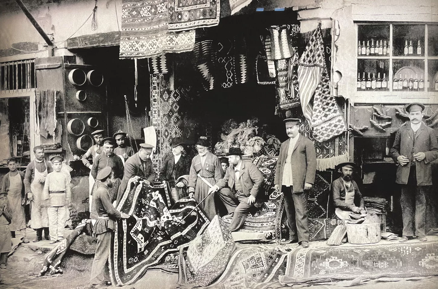 Rug sellers in the early 1900s in Tiflis (modern-day Tbilisi), Georgia.