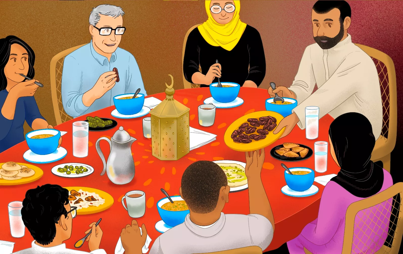 Friends gathering for Ramadan iftar 