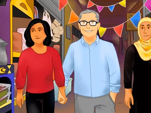 Friends walking the city during Ramadan