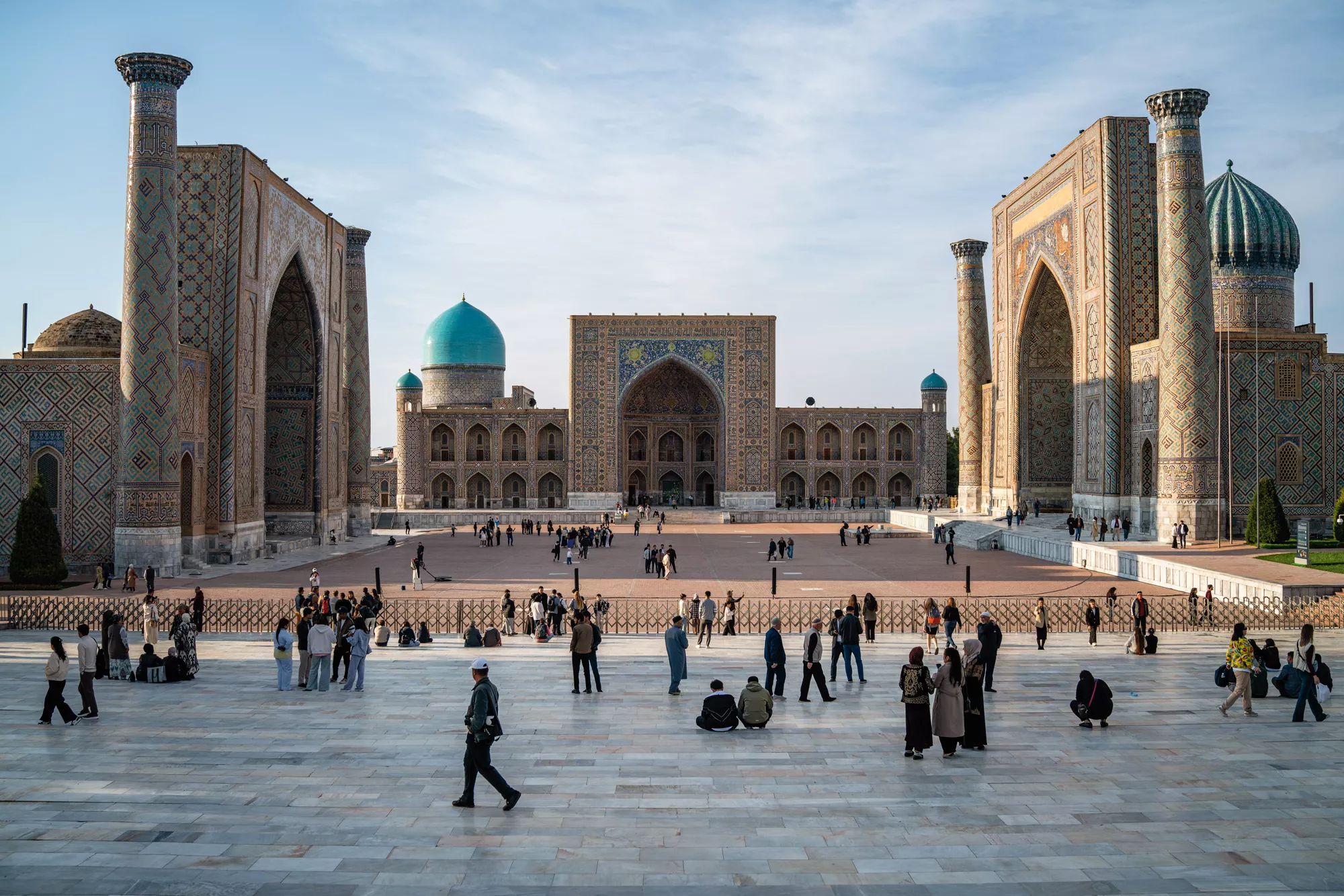 Registan Square in Samarkand, Uzbekistan, is one of Central Asia's most celebrated examples of Islamic architecture. 