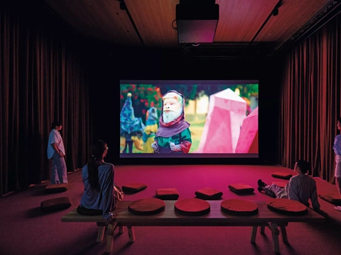 Installation view of the exhibition space for the film. © Wael Shawky