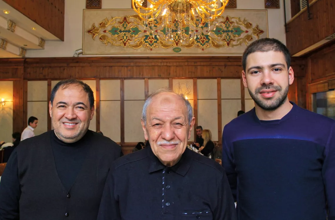 Owners of the baklava bakery named Imam Çaǧdaş, which opened in 1887, Burhan, Talat and Talat Çaǧdaş are among the city's multi-generational baklava families.