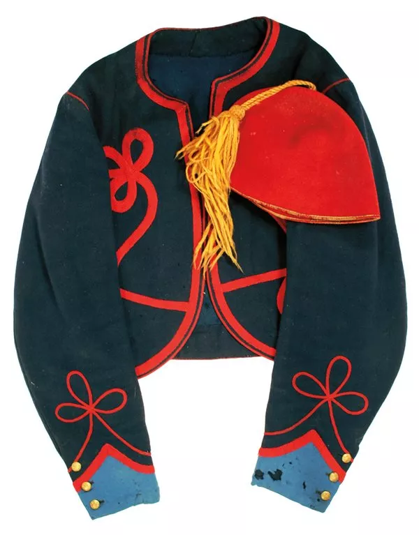 <p>This jacket and fez belonged to a member of the Collis&rsquo;s Zouaves, the 114th Pennsylvania Volunteer Infantry Regiment. The regiment adopted the uniform of the French Zouaves d&rsquo;Afrique, and it included French soldiers who had been members of French Zouave forces.</p>
