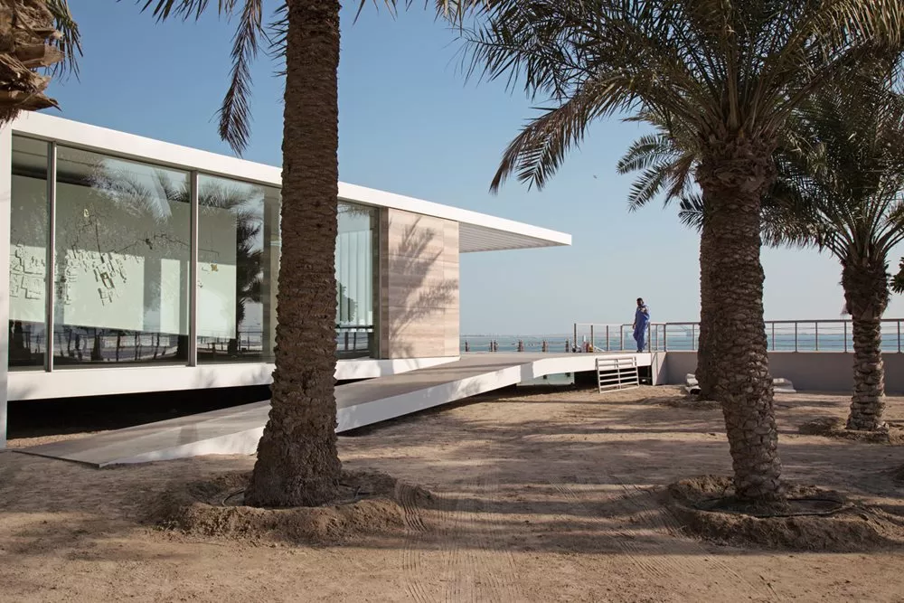 The glass-walled visitor&rsquo;s center near Bu Maher Fort at the southern tip of Muharraq overlooks the historic launching point for Bahrain&rsquo;s annual summer pearling fleet and marks the southern starting point for the Pearling Path.