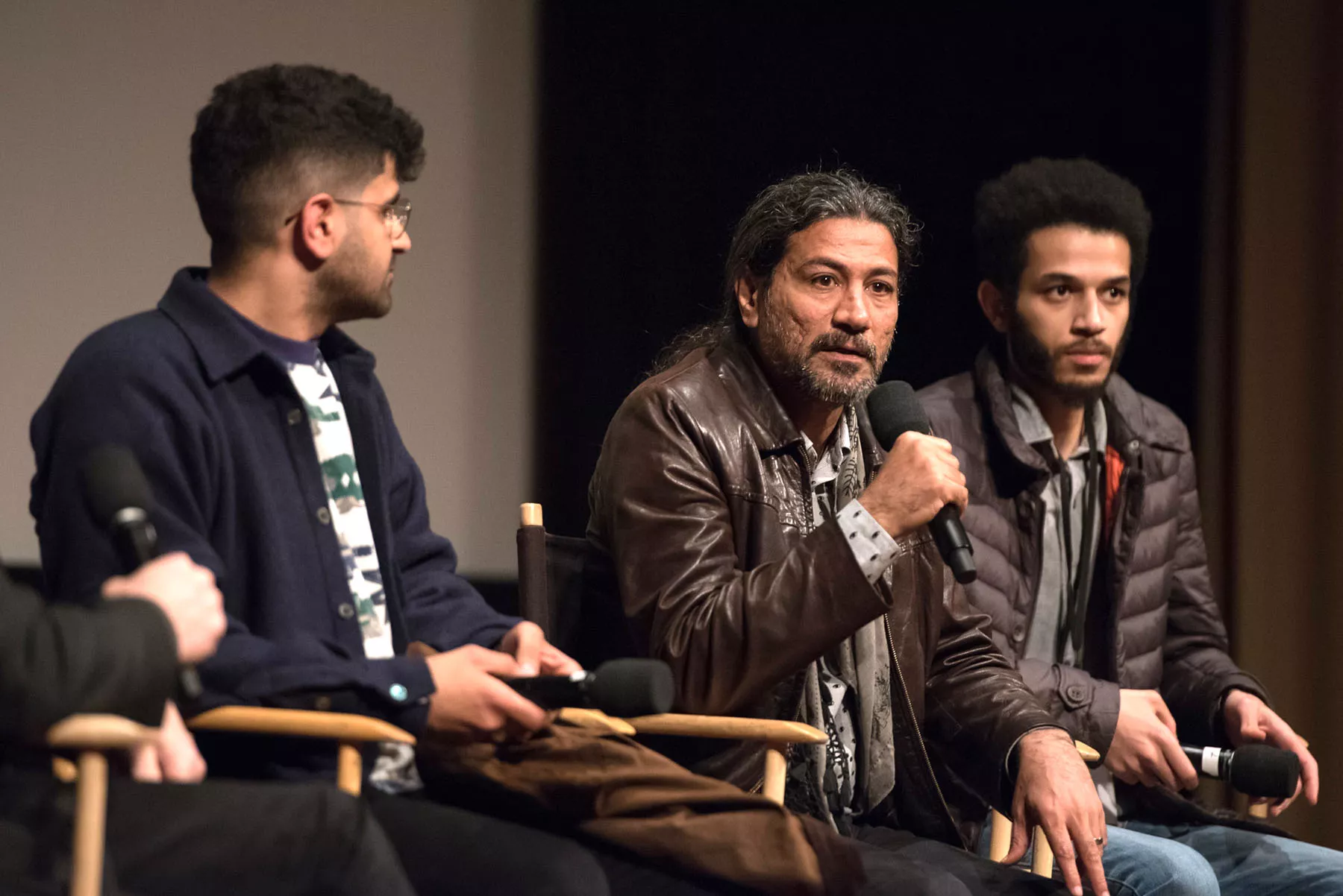 <em>Top</em>: Welsh with Saudi directors Mohammed Al-Salam and Shahad Ameen, and <span class="small caps">us</span> director Andy Tennant. <em>Lower:</em> Saudi director Mujtaba Saeed, Saudi Films Festival founder Ahmad Al-Mulla and director Mohammed Al-Faraj.