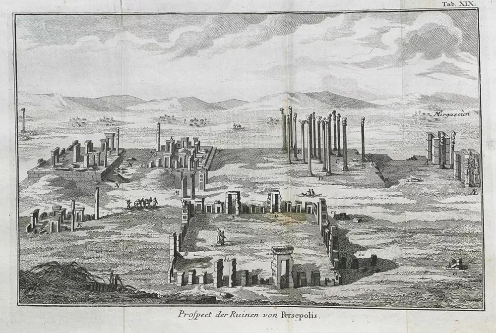 After Baurenfeind's death, Niebuhr himself took on the task of composing pictorial records along his route, which in 1765 took him to the ruins of Persepolis.