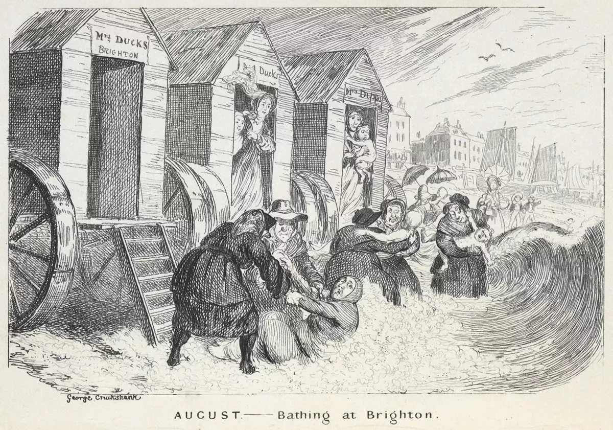 Brighton&rsquo;s horse-drawn &ldquo;bathing machines&rdquo; drew the satirical gaze of artist George Cruikshank and the entrepreneurial gaze of Mahomed, who promoted his &ldquo;Indian Medicated Vapour Bath&rdquo; as a healthy, safe, relaxing alternative.