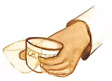 At any time, shaking the cup sideways is a polite way to decline another cup of coffee. Placing the cup on the ground tells the host that the guest has something important to discuss.