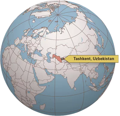 Globe showing Tashkent