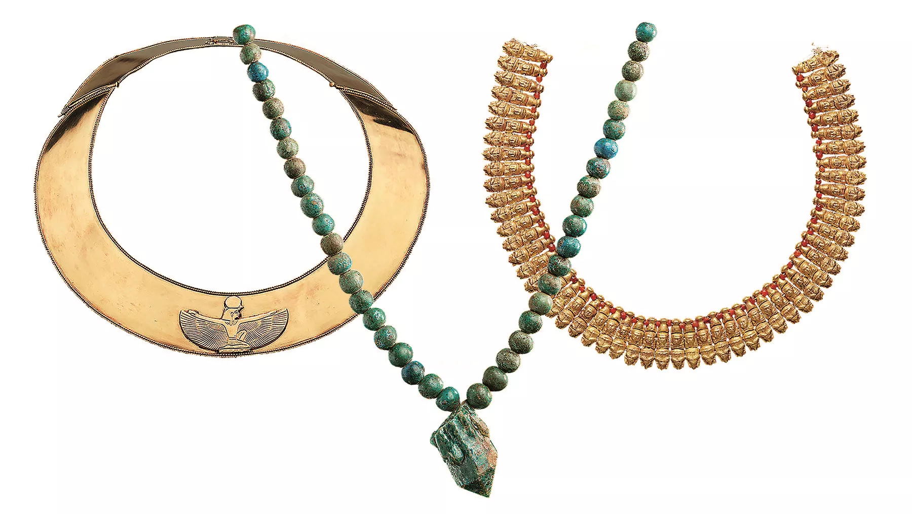 Nubian collar; A string of 63 blue faience ball beads; This necklace was made after the capital had been moved from Napata to Meroë 