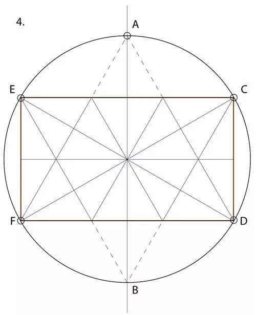 4. Add additional radial and diagonal lines, still as light guidelines.