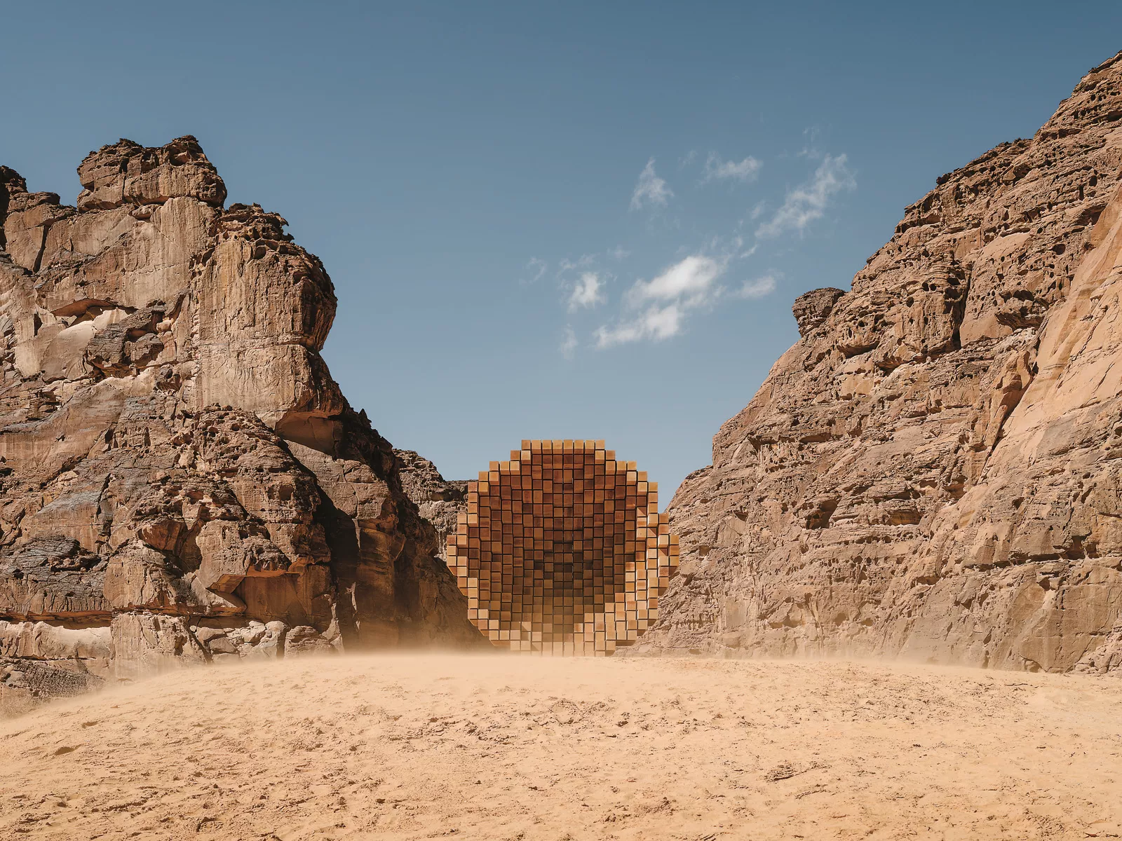 The 2021 exhibition Seeing and Perceiving at Ithra in Dhahran, lower, where the arts and cultural center’s architecture has itself earned regional and global recognition. 