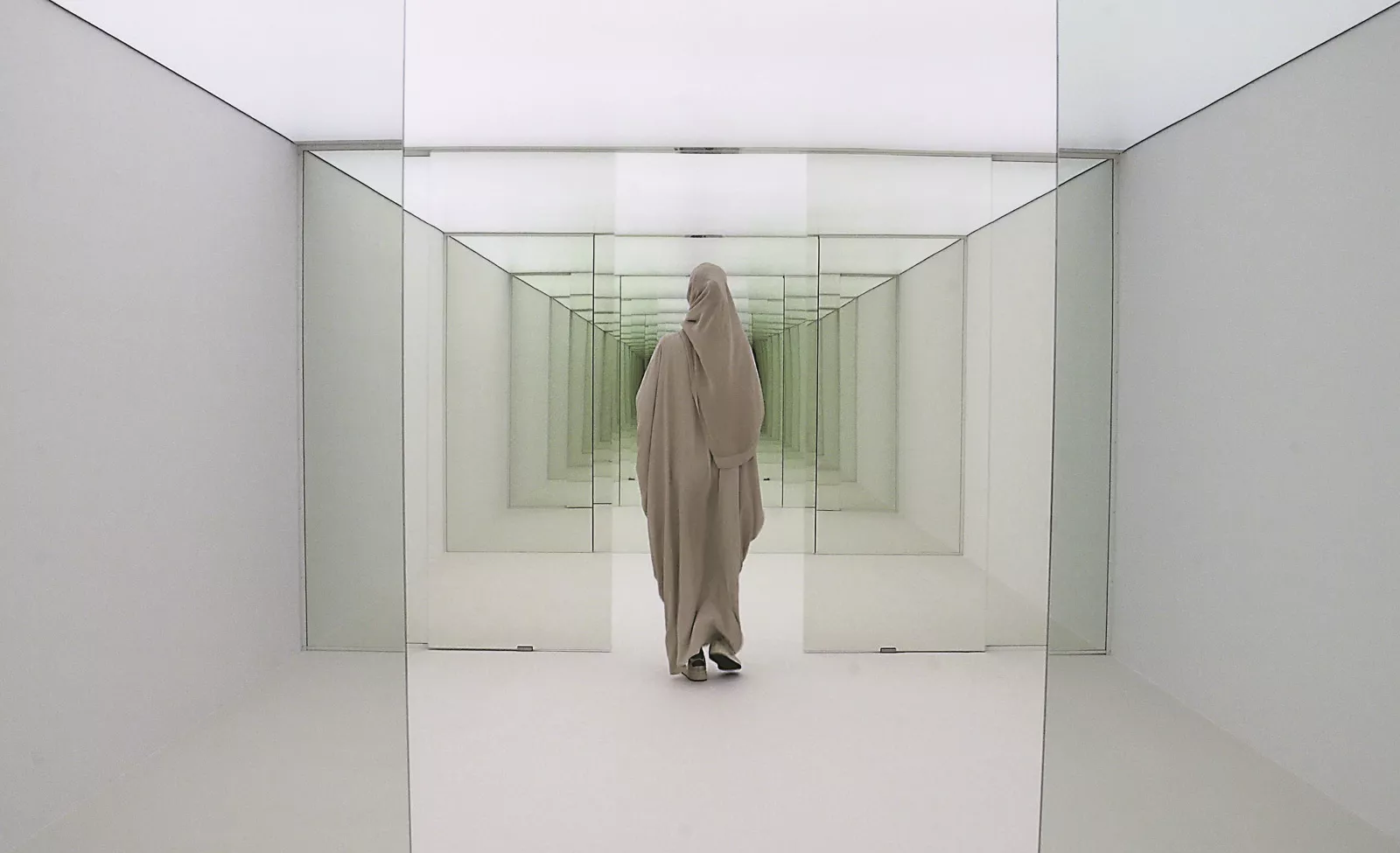 right and opposite Contemporary works by 20 artists, including “Future Thoughts,” by Italian artist Esther Stocker, and “Six Sliding Doors,” by Carsten Höller, comprised the 2021 exhibition Seeing and Perceiving at Ithra in Dhahran, lower, where the arts and cultural center’s architecture has itself earned regional and global recognition. 