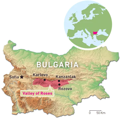 Map of Bulgaria - Valley of Roses