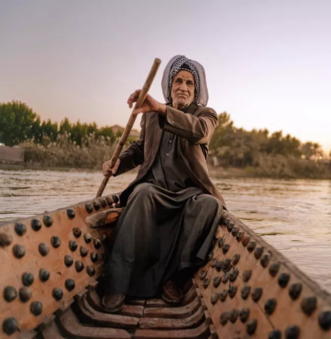 Now 91 and living in Baghdad, Bin Thuqub can still pole a tarada. He recalls how Thesiger would &ldquo;arrive in the marshes from Basra in a suit and tie and then change into his dishdasha. ... He spoke Arabic just like us.&rdquo; Thesiger, who died in 2003, wrote that &ldquo;although considerably younger than the others Amara had the strongest character.&rdquo;&nbsp;