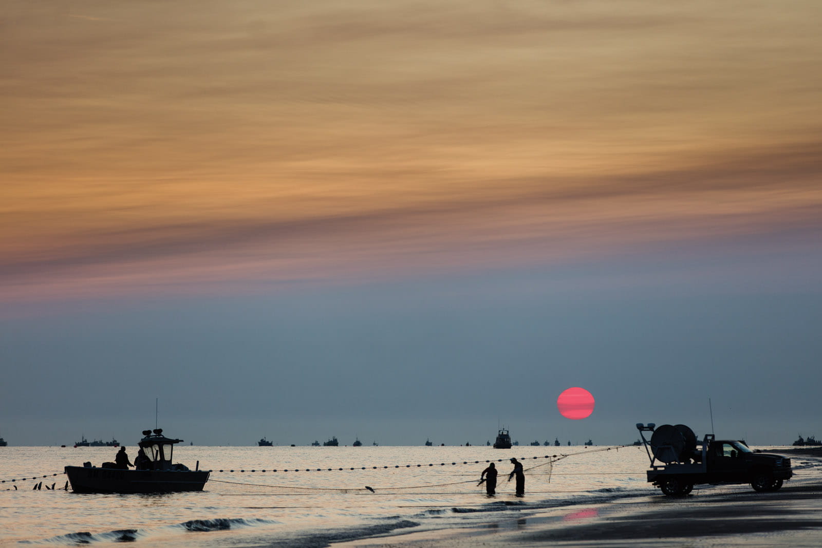 In Bristol Bay, Alaska, fishermen pull in sockeye salmon from shore-based nets that catch the fish as they migrate upriver to spawn. “They don’t open the fishery until enough fish have gone past the checkpoint upstream so they’ll lay enough eggs for next year,” Steinmetz says.