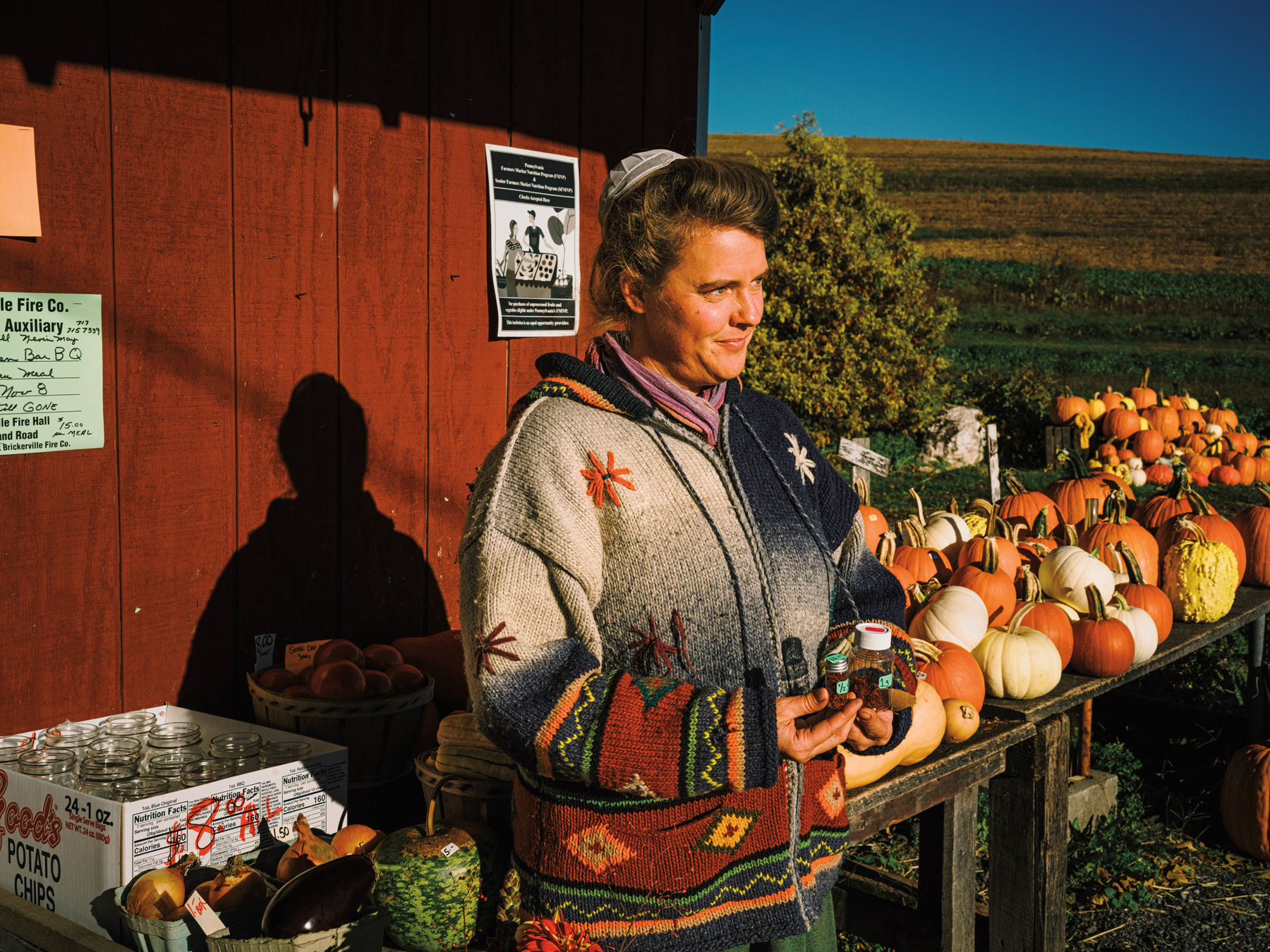 Gwen Hoover sells saffron in Lititz, Pennsylvania