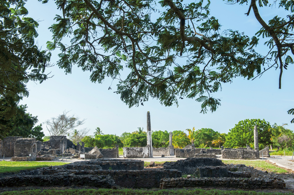 A few kilometers southeast of Bagamoyo lies the site of East Africa&rsquo;s oldest known mosque, now-ruined Kaole, built out of coral stone by traders who arrived in 1250 <span class="smallcaps">ce</span> from Shiraz (now in Iran). Their commerce first linked this coast to the Arabian Peninsula, Persia, India and China.
