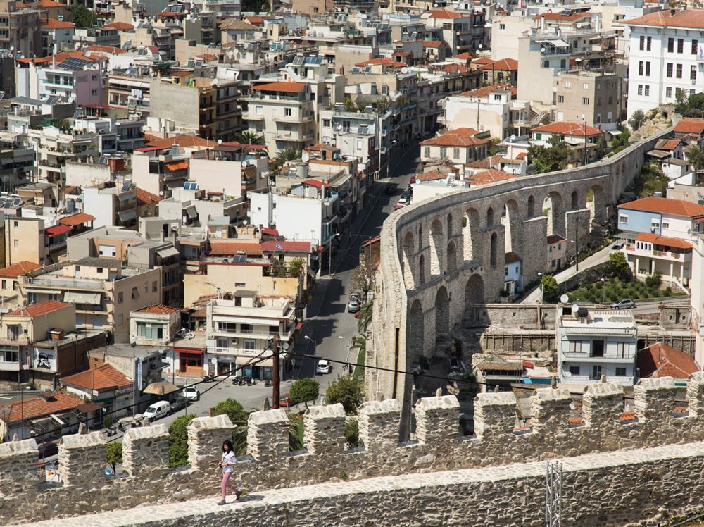 <p>Farther east, in Kavala, this Ottoman-built aqueduct was commissioned by Suleiman the Magnificent in the 16th century.</p>
