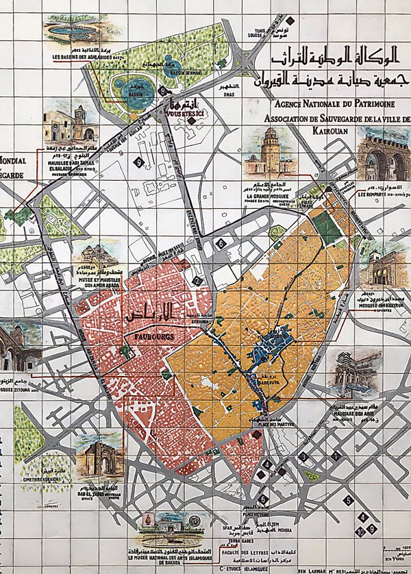 Map of Kairouan’s historic core comprised of more than 2,000 buildings and lived in by some 17,500 people.