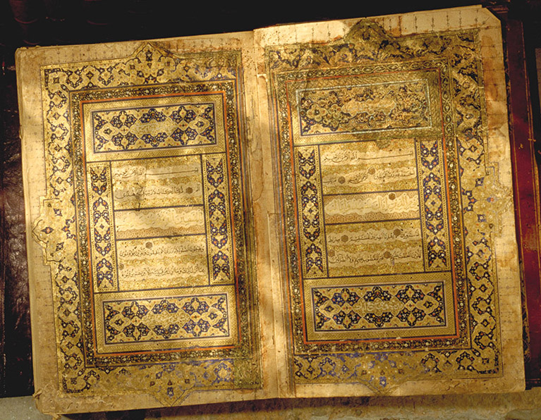 Ultramarine was also often used together with gold-leaf paint to illuminate manuscript editions of the Qur&rsquo;an, such as this Ottoman copy. It dates from the same 17th century as the Dutch painter Johannes Vermeer&rsquo;s famous &ldquo;Girl with a Pearl Earring,&rdquo; in which he used copious amounts of ultramarine in her headscarf. Vermeer died broke, in part due to his liberal expenditures on the world&rsquo;s most costly color.
