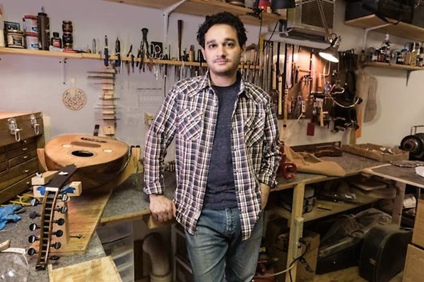 In his workshop in Beacon, New York, John Vergara restores ‘uds and other wooden instruments.