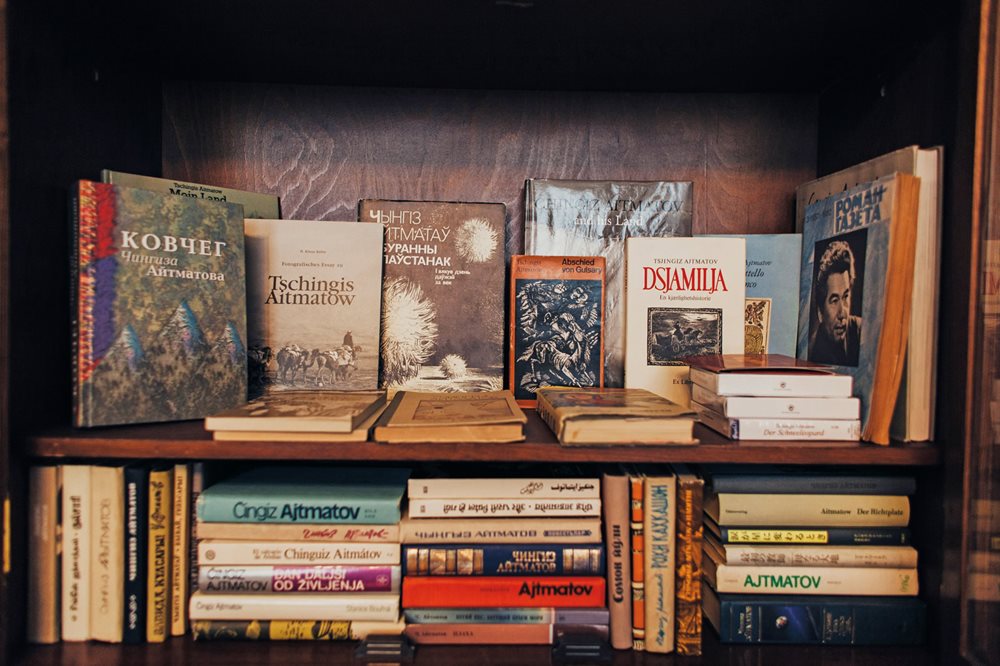 A shelf at the Chingiz Aimatov House Museum holds a collection of the author’s more than 30 works, which have been translated into more than 170 languages.