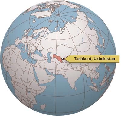 Globe showing Tashkent