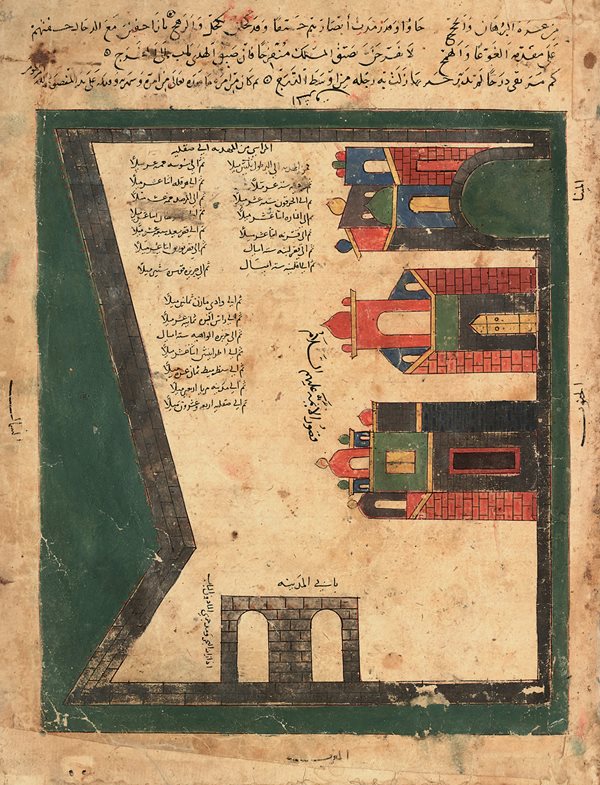 The Book of Curiosity’s map of Mahdia, the second capital of the Fatimid Caliphate and today a city on the coast of Tunisia included detailed drawings of the buildings mariners could expect to see when approaching the port.