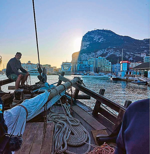 In October, just as Phoenician sailors might have done 2,600 years ago, the crew approached the Rock of Gibraltar underway to the former Phoenician port of Cádiz, Spain.