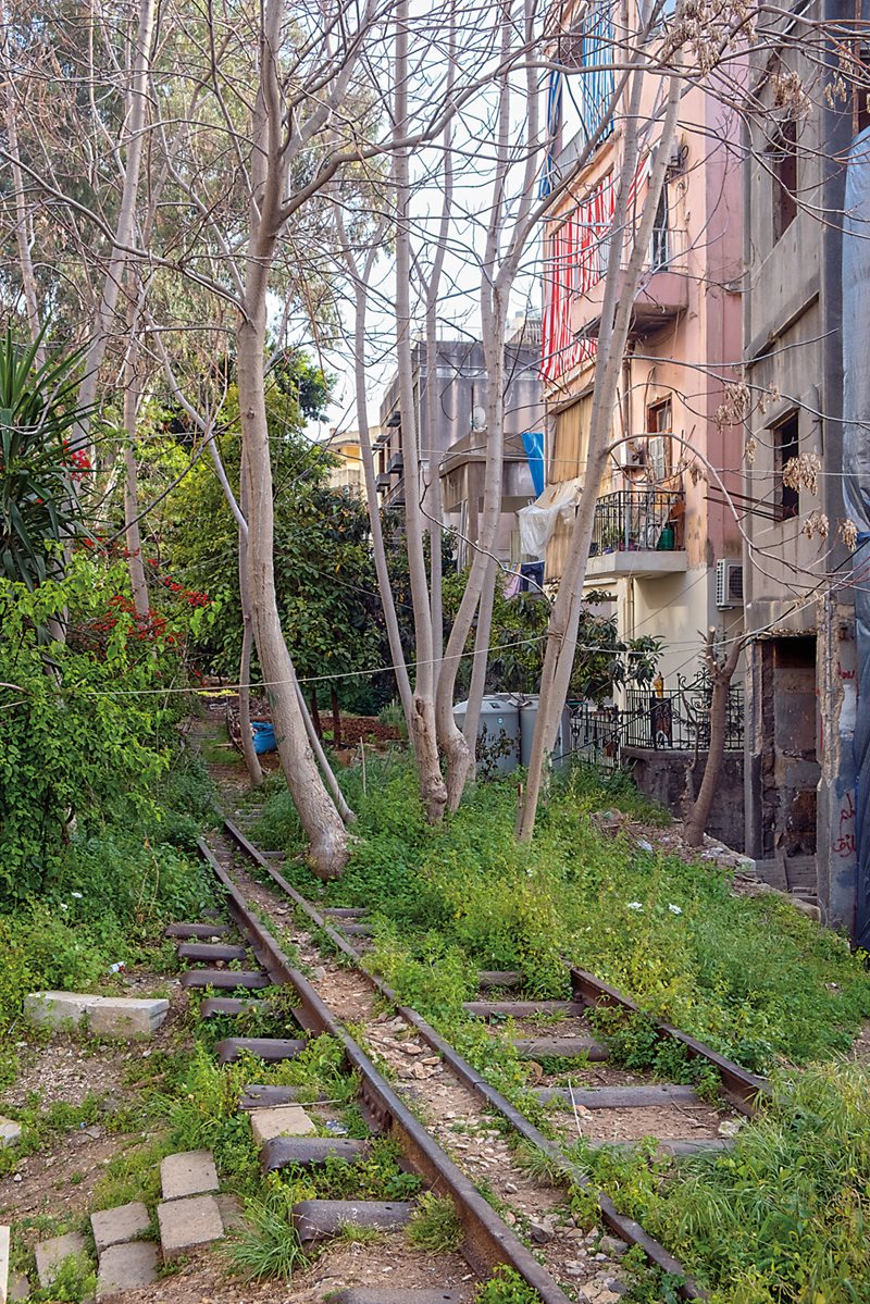 For a few hundred meters out of Mar Mikhael station, the railroad tracks were still visible under trees and overgrowth as they pass through what is now a densely populated neighborhood. 