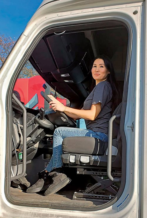 “At first it was lonely for me, but you get used to it as time goes on, and you start to socialize with other female truckers.”
—Albina Bekicheva, Chicago