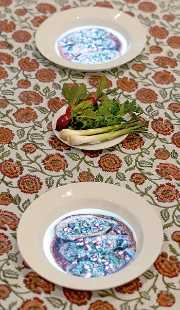 A sufra, or table setting, offers visitors a virtual meal experience.