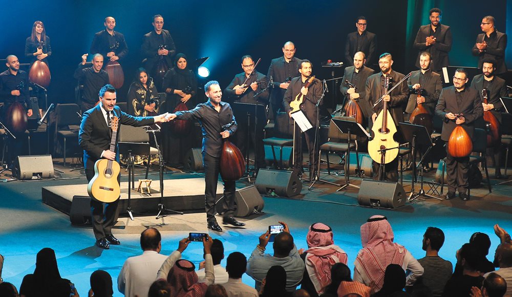 Virtuoso ‘ud player from Iraq Naseer Shamma performed with a full string ensemble in Ithra’s theater on December 20, 2018.