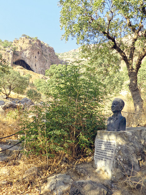 Honoring the contributions of Solecki to the growing body of science surrounding the lives of Neanderthals, a bust of Solecki stands in a grove that opens north toward Shanidar Cave.