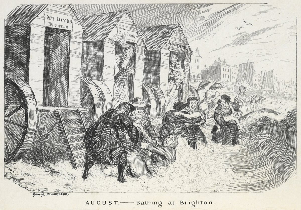 Brighton&rsquo;s horse-drawn &ldquo;bathing machines&rdquo; drew the satirical gaze of artist George Cruikshank and the entrepreneurial gaze of Mahomed, who promoted his &ldquo;Indian Medicated Vapour Bath&rdquo; as a healthy, safe, relaxing alternative.
