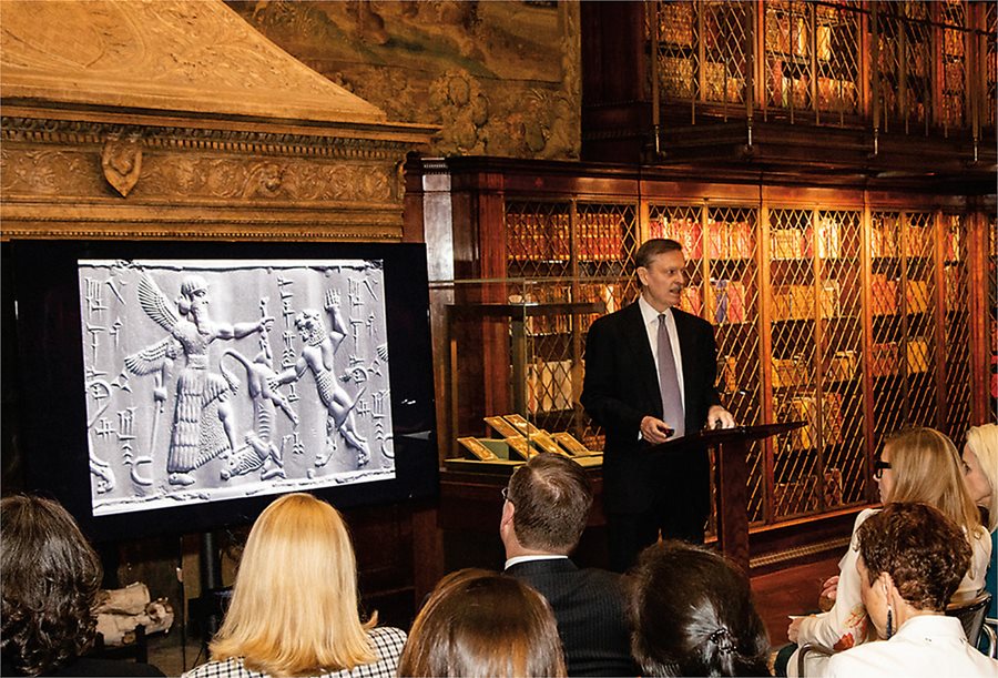 In May 2019 Babcock presented members of the The National Institute of Social Sciences with a lecture on cylinder seals and The Morgan’s own collection of more than 1,200. 
