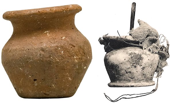 Everyday kohl pots were often made of plain clay. Traces of kohl that remain in tubes and pots have allowed extensive chemical analyses of the cosmetic. 
