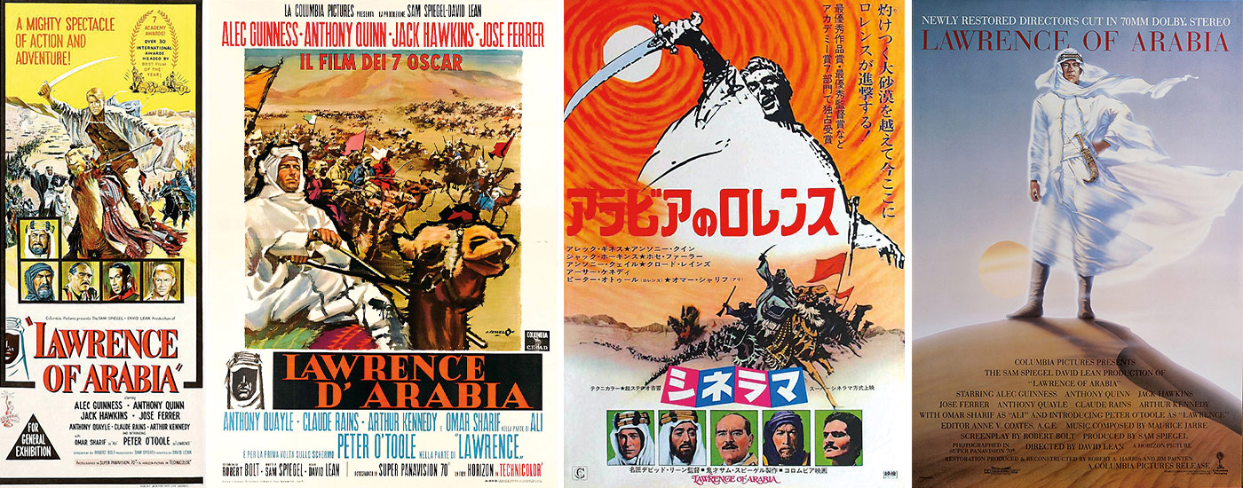 In 1962 Hollywood director David Lean built on the sweeping scope of Thomas&rsquo;s extravaganza to use 70-millimeter color film to produce his own visually sumptuous, award-winning, mythologizing classic. Like its predecessor, it proved a worldwide hit, and in 1988, <b>right</b>, it was remastered and rereleased.