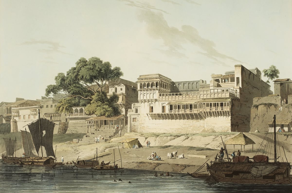 Mahomed was born in 1759 (although he would later change his birth year to 1749) in Patna in India’s eastern state of Bihar, whose waterfront on the Ganges appears in this 1795 engraving. Son of an officer in the colonial army, Mahomed found service under an Irish captain who in 1784 took Mahomed back to the captain’s own home to Cork, Ireland.