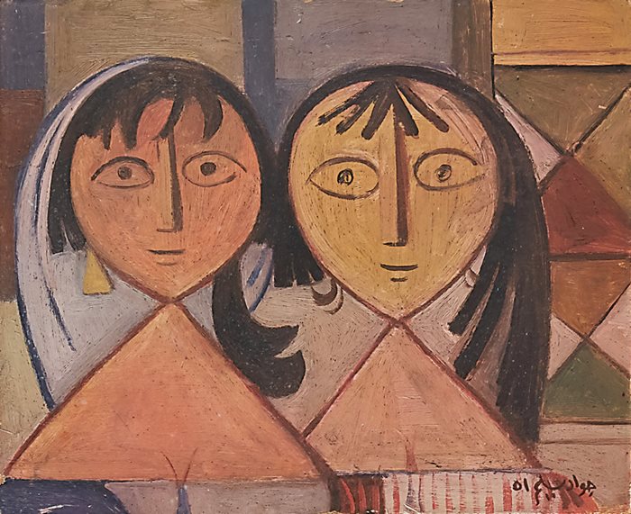 Jewad Selim (Iraq), &ldquo;Untitled (Two Figures),&rdquo; 1951, oil on canvas, 33 x 27 cm.