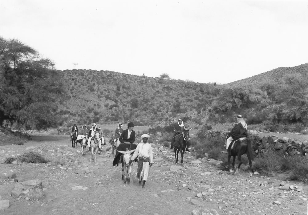 While George rode horseback, Geraldine opted for a donkey for their ride into the Shafa hills near Taif.