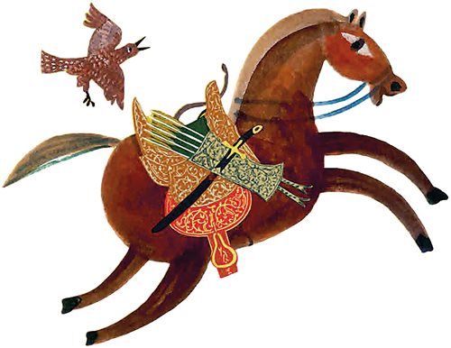 Illustration of horse featured in the book’s story “The Emir and the Angel.”