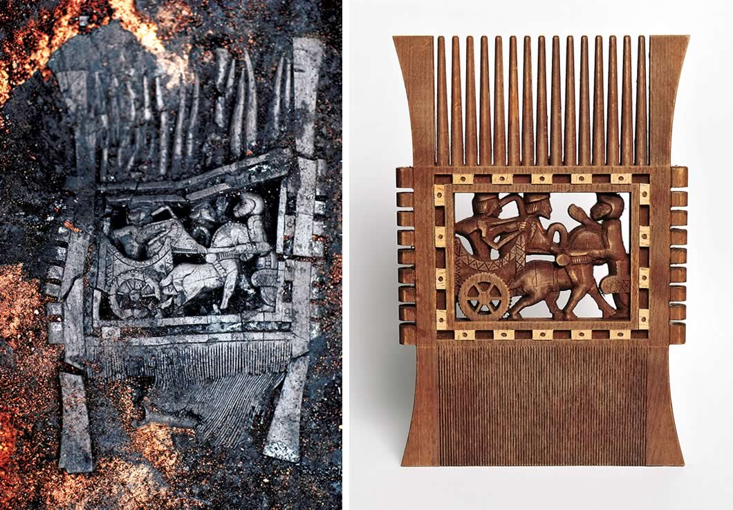 wooden comb buried some 2,500 years ago in the tomb of a priestess