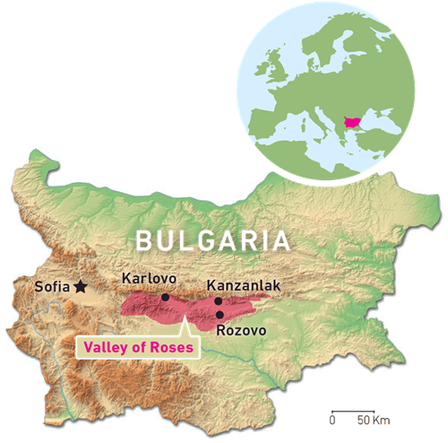 Map of Bulgaria - Valley of Roses