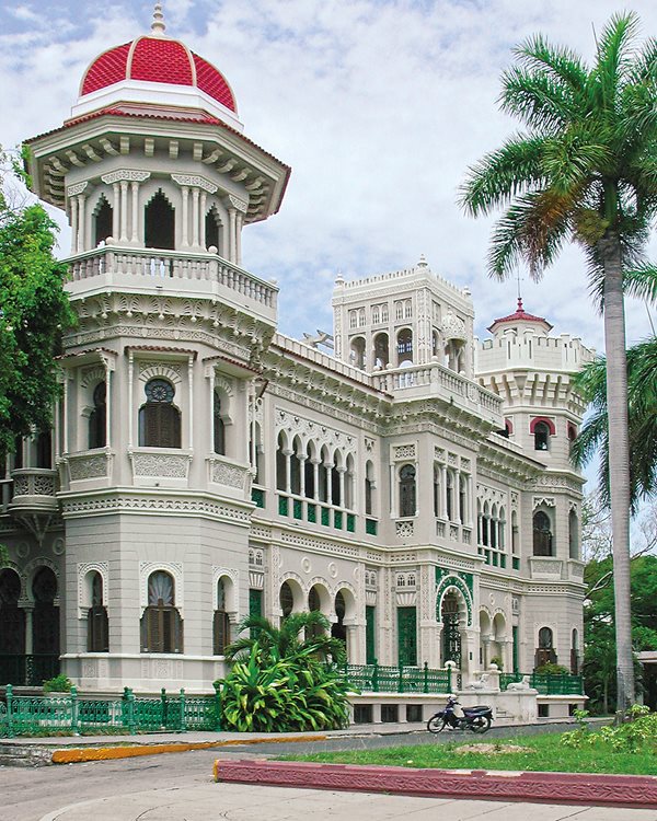 Built between 1913 and 1917 near Cienfuegos, Cuba, the palace for Aciscio del Valle y Blanco shows Alhambra-inspired eclecticism that includes Spanish ironwork, Talavera mosaics, Cuban wood, European glasswork and more. 
